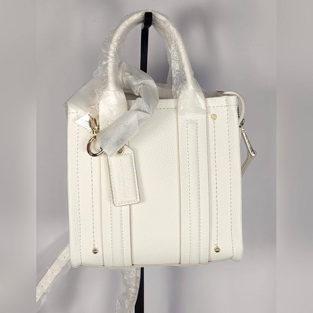 NWT ALDO White Satchel Handbag Crossbody Strap Gold Hardware Tote - Picture 6 of 8